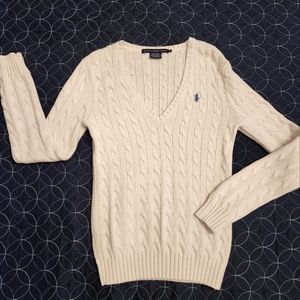 Ralph Lauren Sport Off White Cable Knit Sweater Size Medium